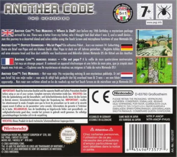 Another Code - Two Memories (Europe) (En,Fr,De,Es,It) box cover back